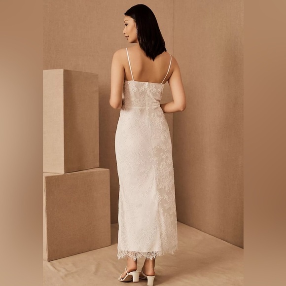 BHLDN Amsale Connie Lace Midi Slip Dress Size 6 Cowl Neck White NWT - Picture 3 of 17
